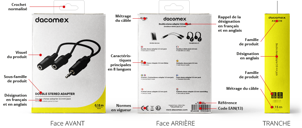 Adaptateur micro et casque stéréo Mini Jack 3.5 mm - Dacomex